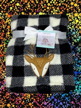 NWT Buffalo Check Plaid Plush Baby Blanket Deer Doe Fawn Buck Toddler Baby Gear